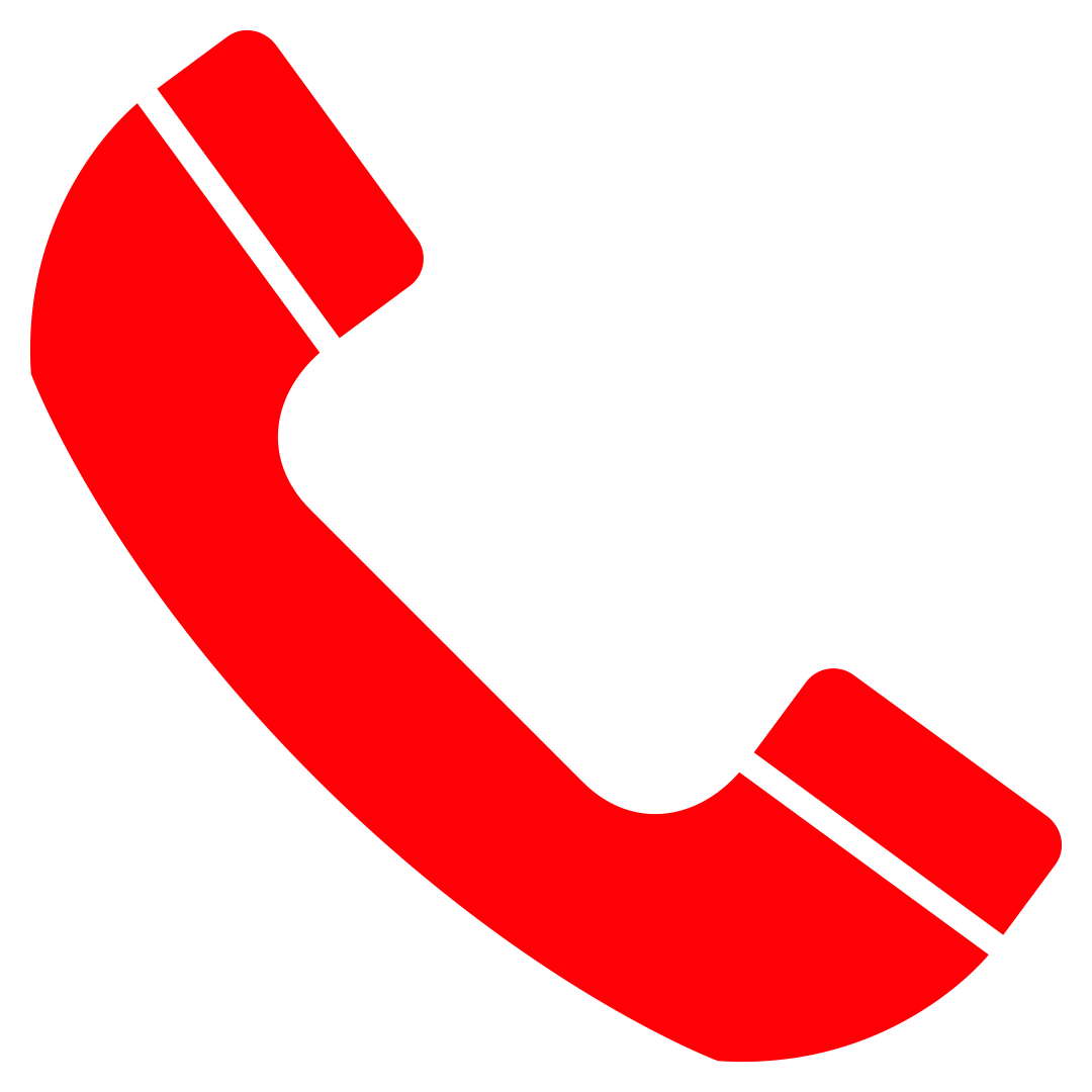Red telephone receiver icon on a white background